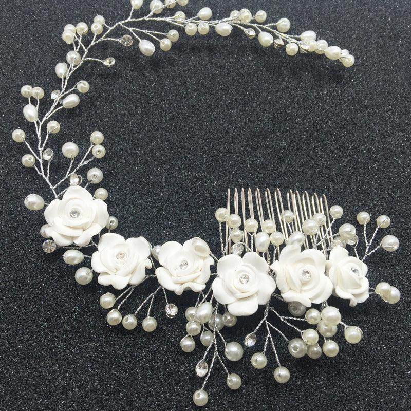 Bridal headwear Handmade flower comb Princess hair comb Wedding headwear hair accessories 573142301694 - COCOMELODY